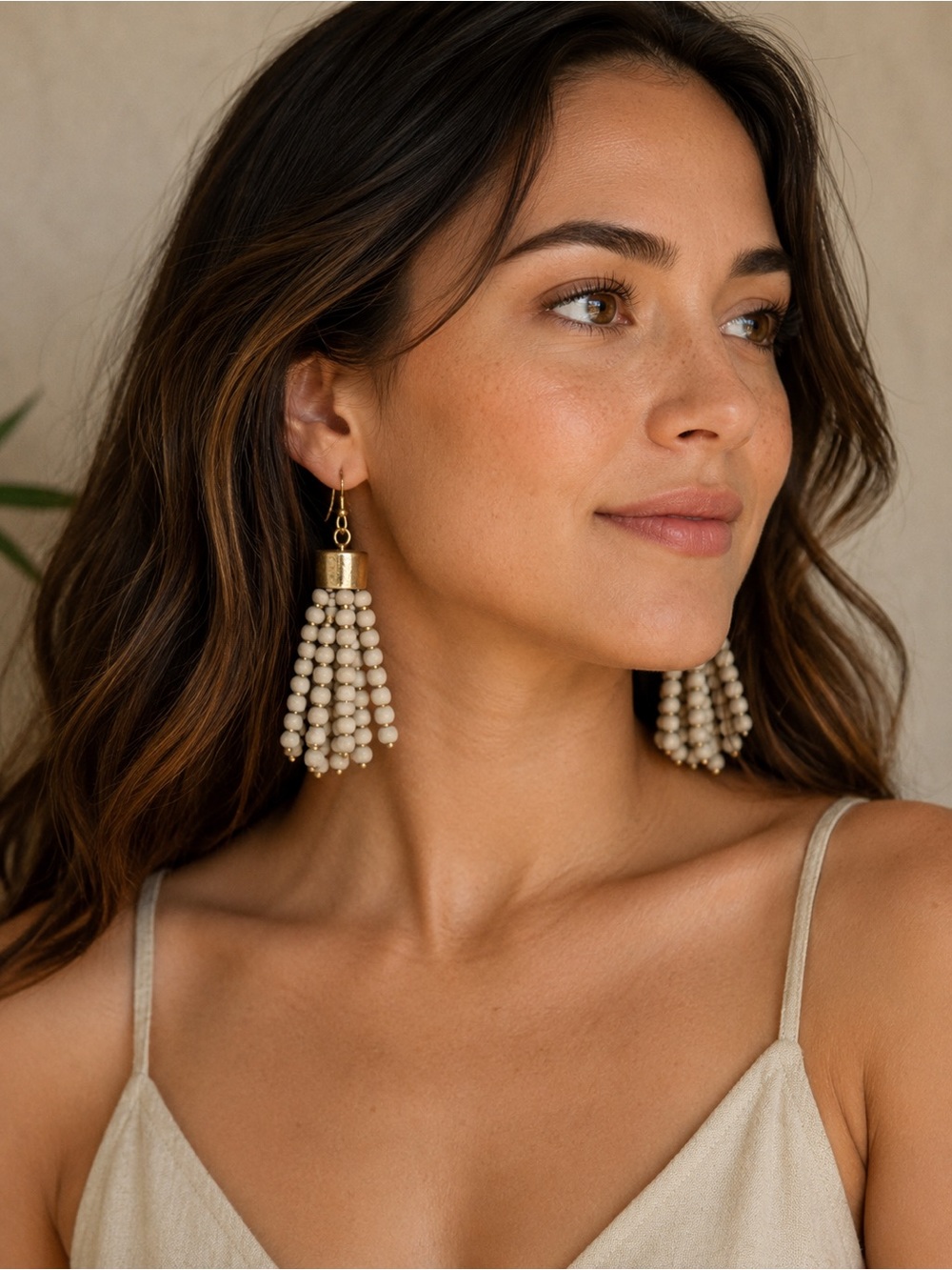 Beaded Tassel Drop Earrings